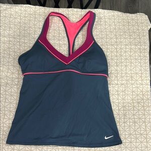 Nike Women's Dusty Blue and Pink Tankini Top